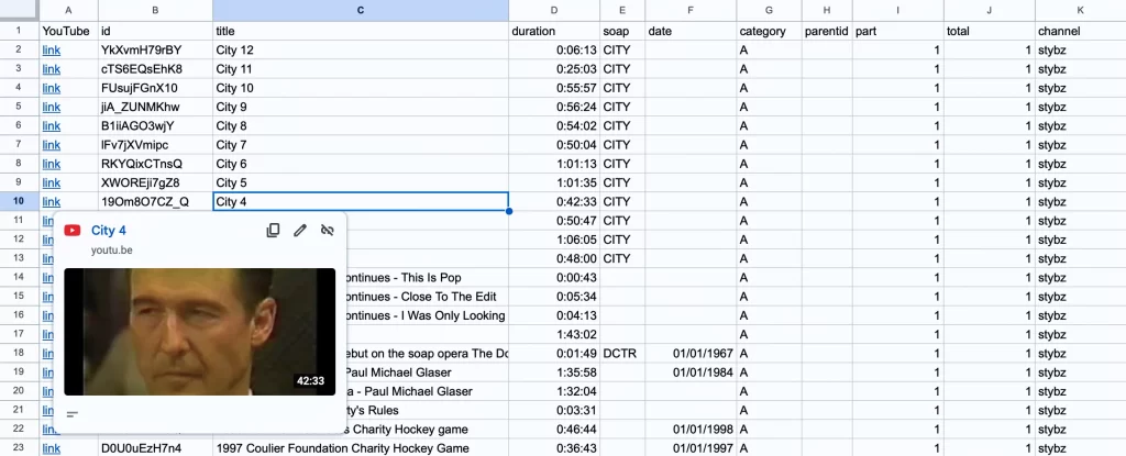 Screenshot of CSV file